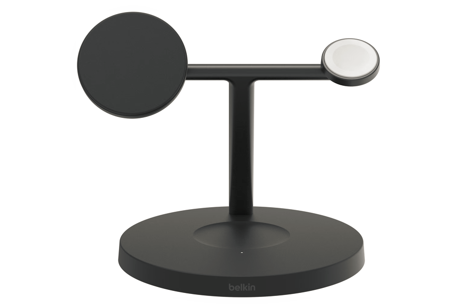 Belkin BoostCharge Pro 3-in-1 Qi2 trådlöst laddningsstativ (svart)