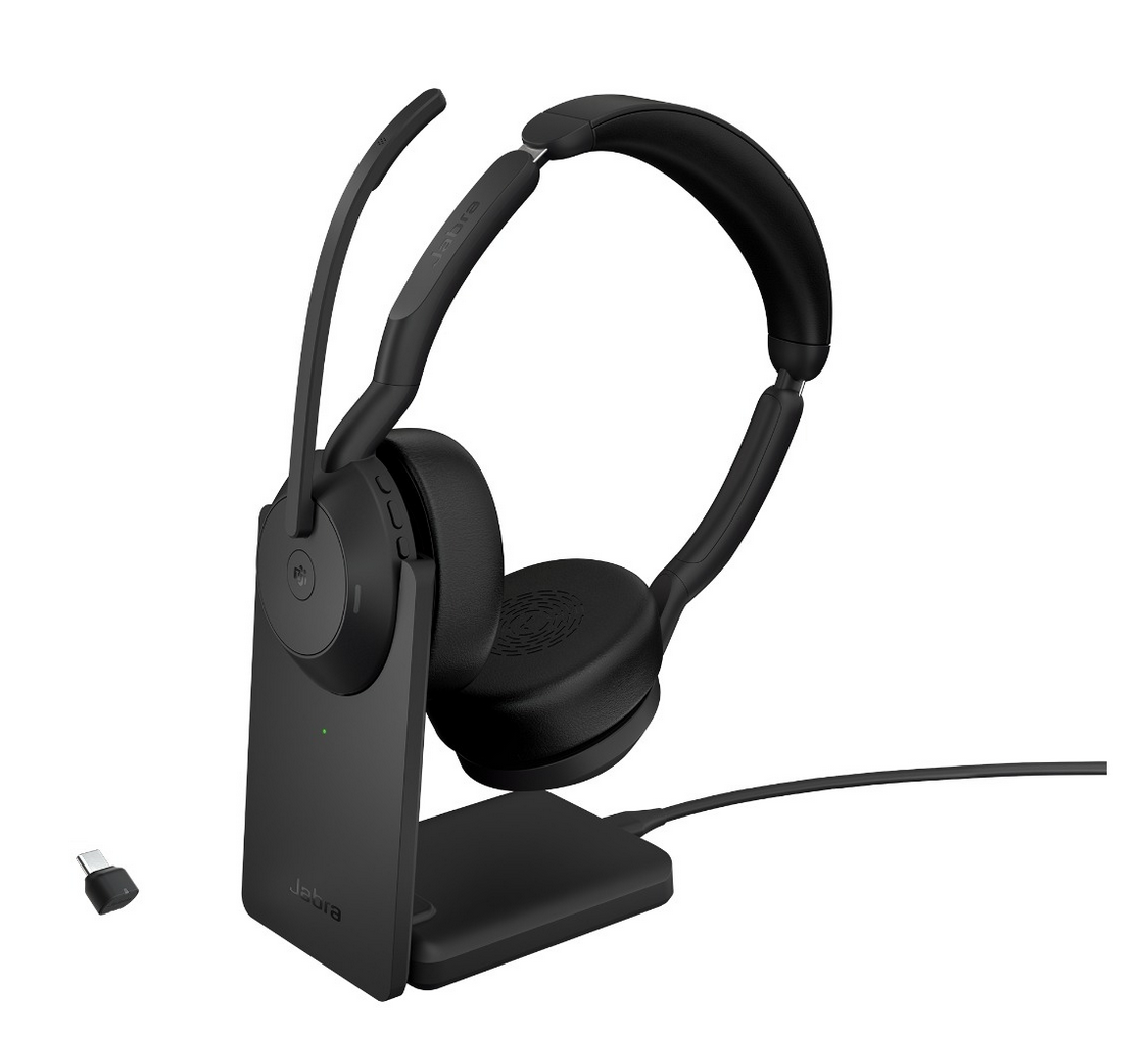 Jabra Evolve2 55 MS Stereo USB-C trådlöst headset och laddningsställ