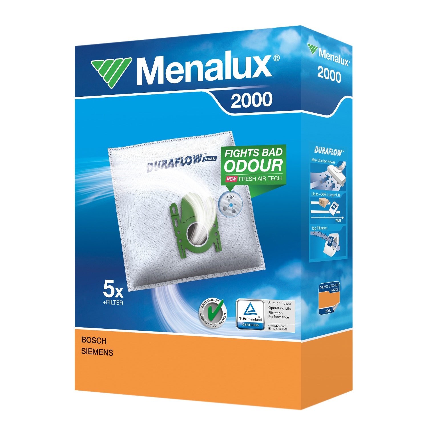 Menalux 2000 dammsugarpåsar (5 st)
