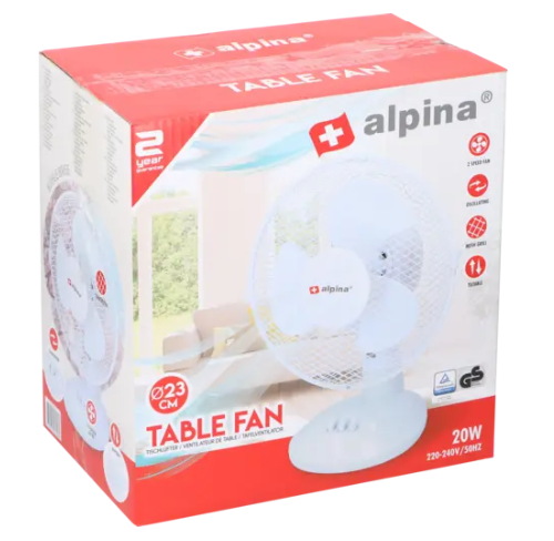 ALPINA BORDSFLÄKT 23 CM, VIT